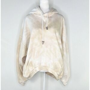 COLLINA STRADA Luxe Beachy Beige Faded Distressed Tie Dyed Oversized‎ Hoodie O/S
